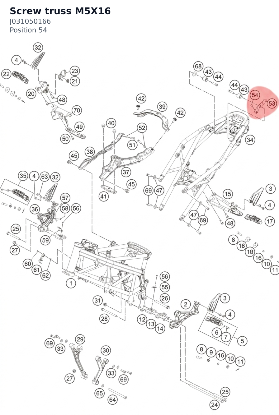 Diagram preview: Screw truss M5X16 (J031050166)