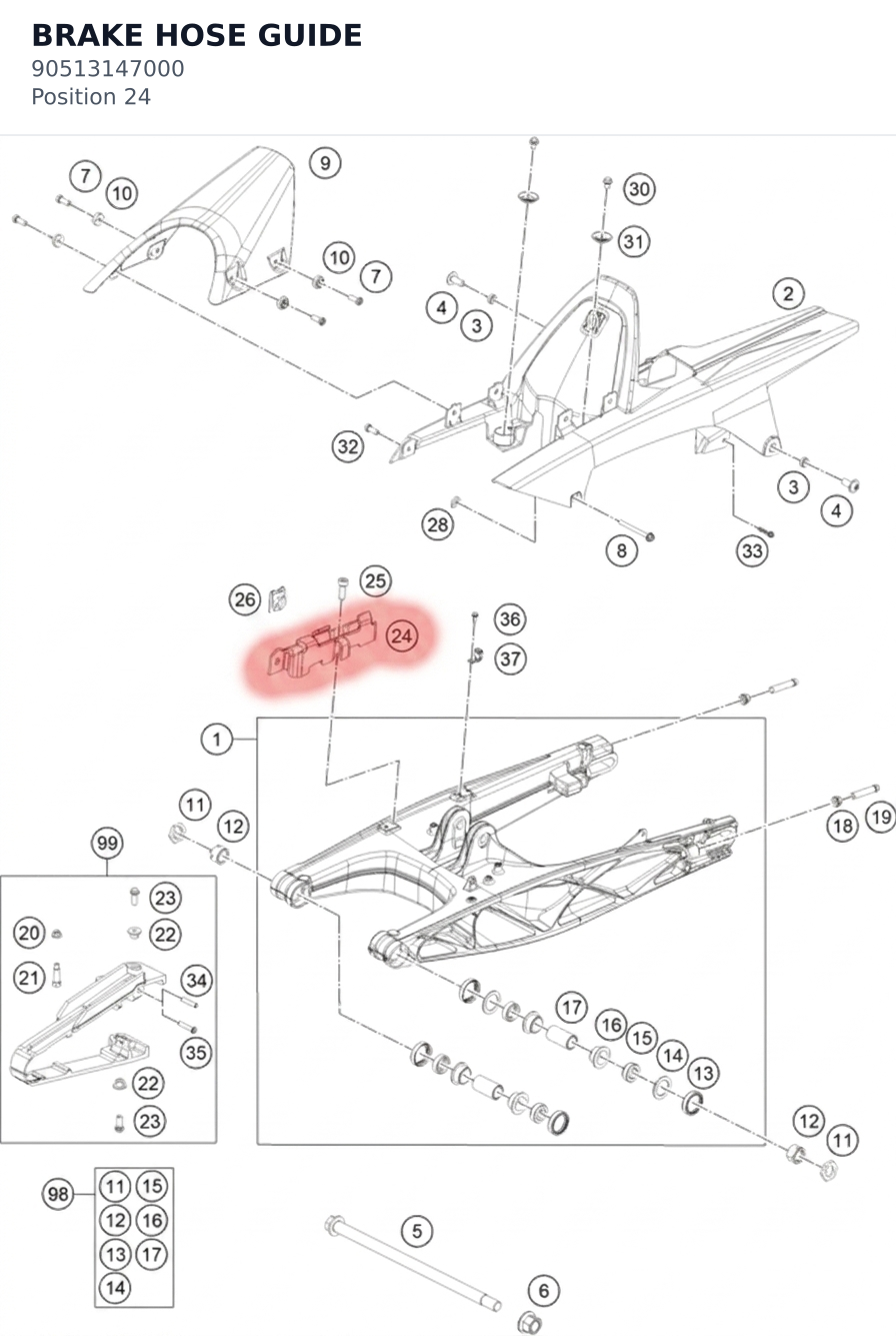 Diagram preview: BRAKE HOSE GUIDE (90513147000)