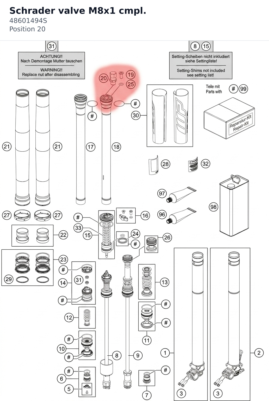 Diagram preview: Schrader valve M8x1 cmpl. (48601494S)