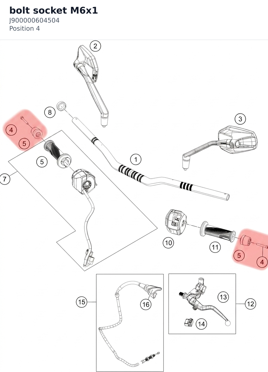 Diagram preview: bolt socket M6x1 (J900000604504)