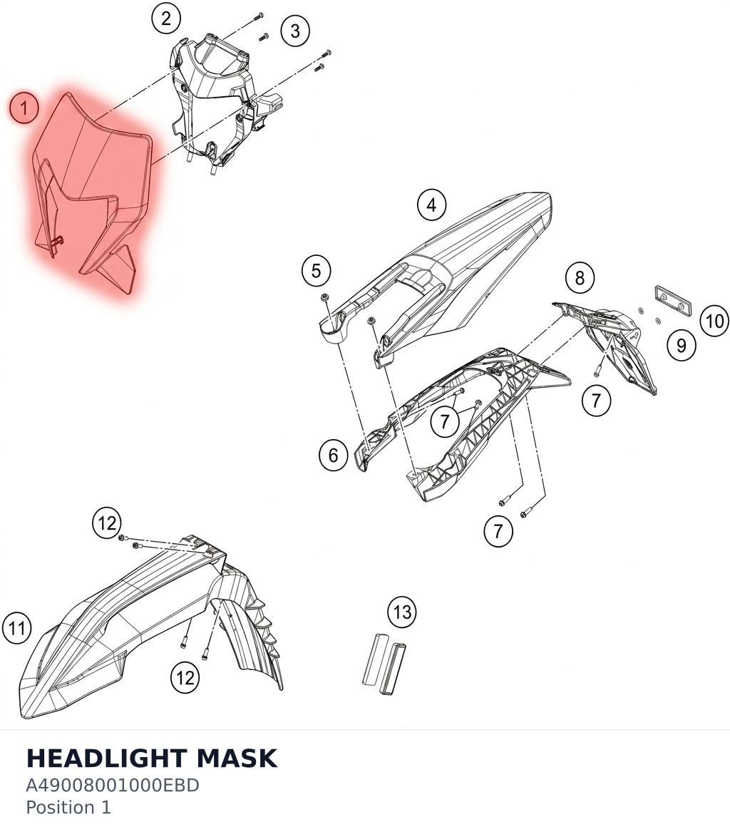 Diagram preview: HEADLIGHT MASK (A49008001000EBD)