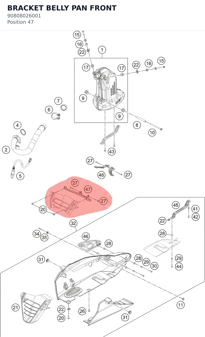 Diagram preview: BRACKET BELLY PAN FRONT (90808026001)