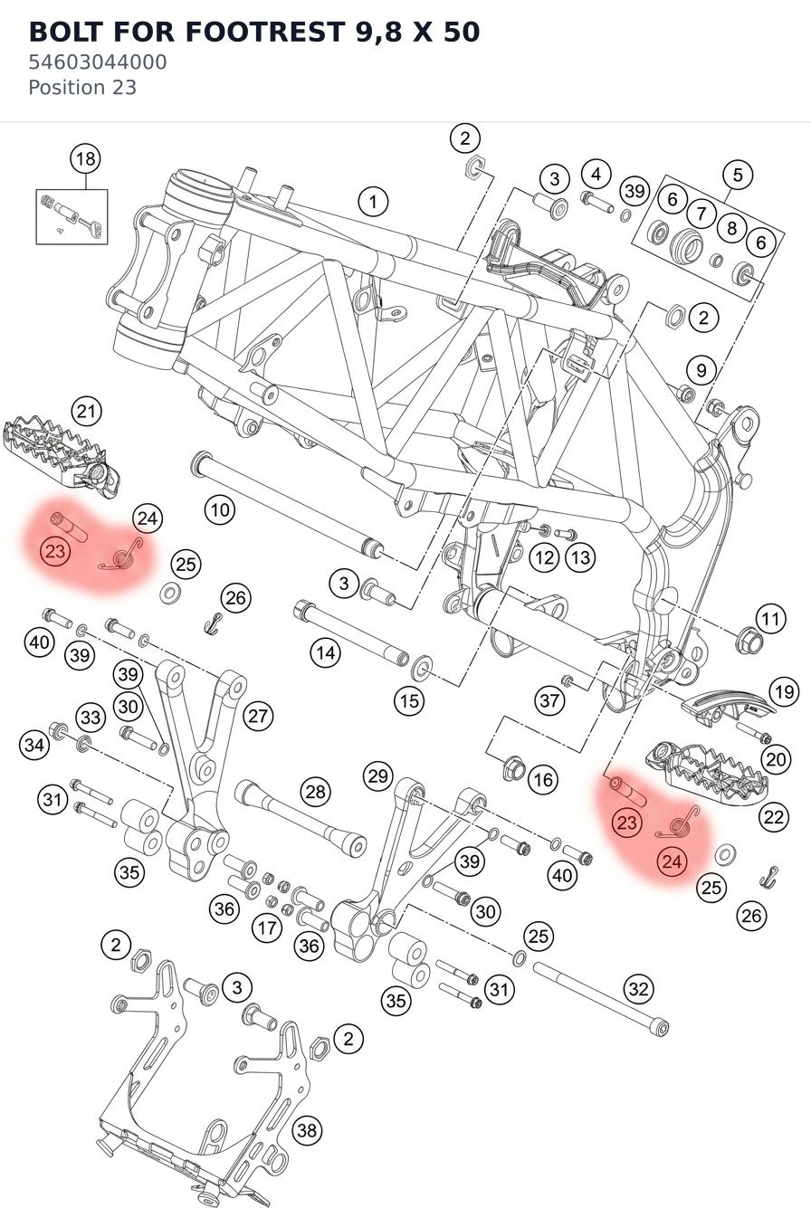 Diagram preview: BOLT FOR FOOTREST 9,8 X 50 (54603044000)