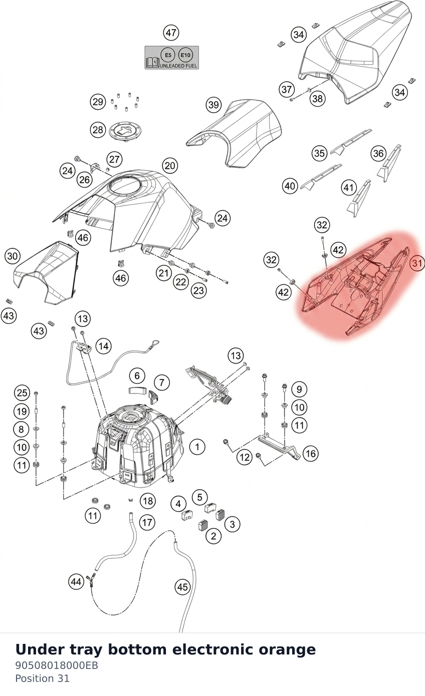 Diagram preview: Under tray bottom electronic orange (90508018000EB)