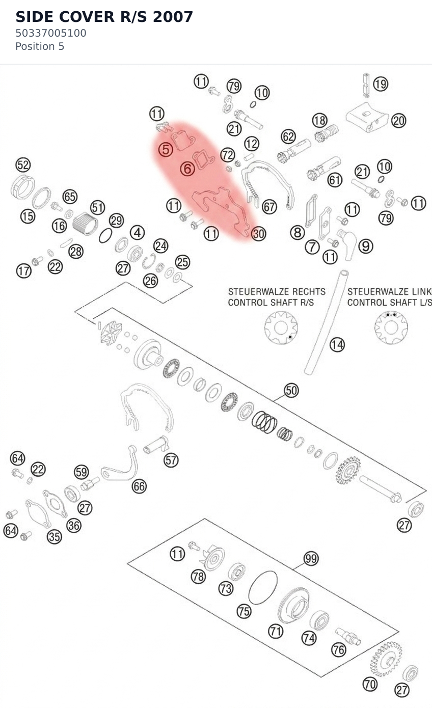 Diagram preview: SIDE COVER R/S 2007 (50337005100)