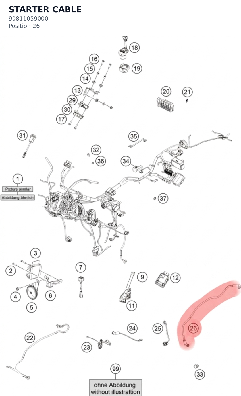 Diagram preview: STARTER CABLE (90811059000)