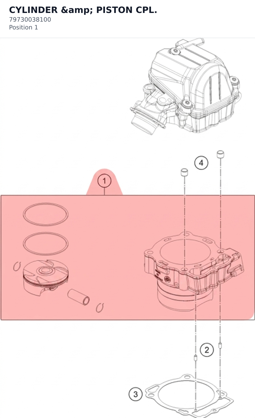 Diagram preview: CYLINDER & PISTON CPL. (79730038100)