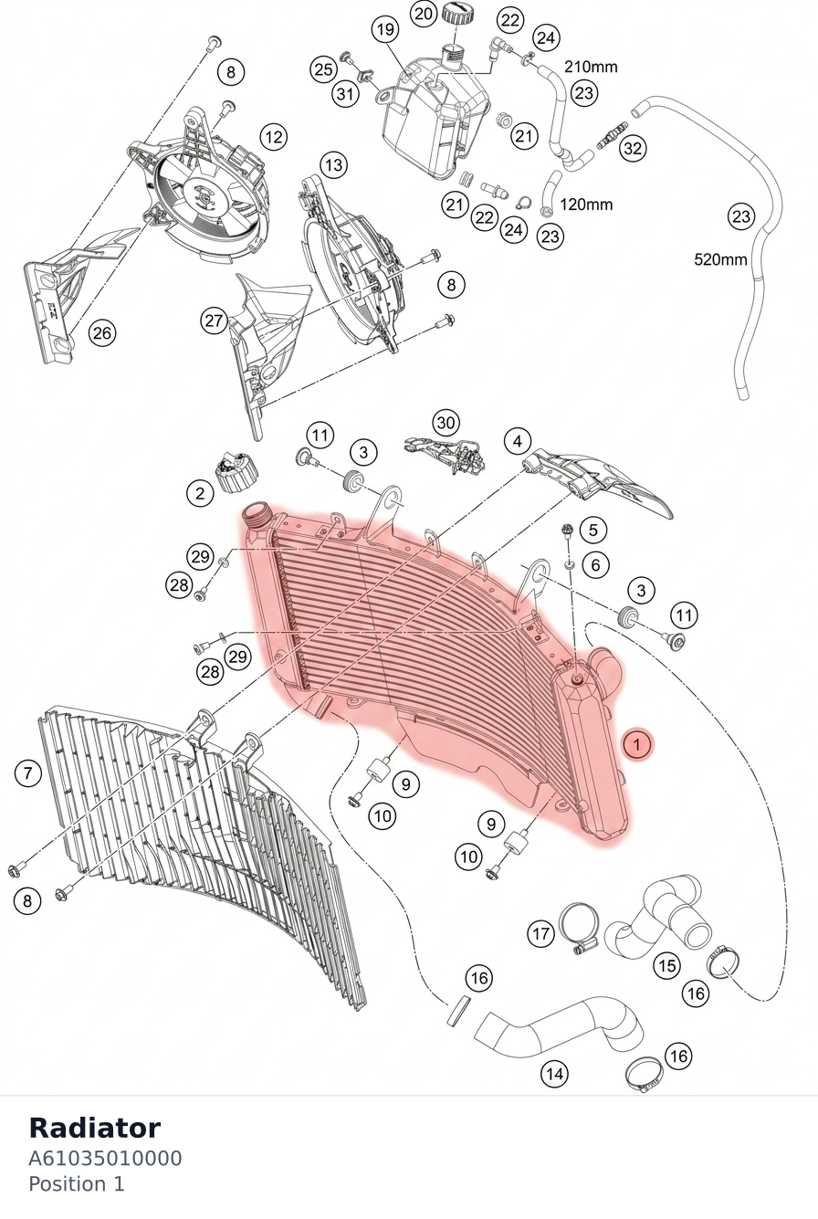 Diagram preview: Radiator (A61035010000)