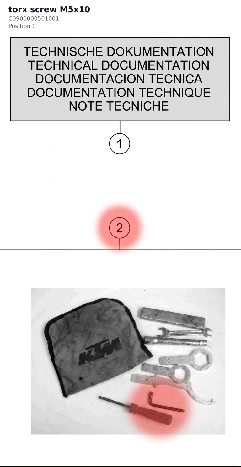 Diagram preview: torx screw M5x10 (C0900000501001)