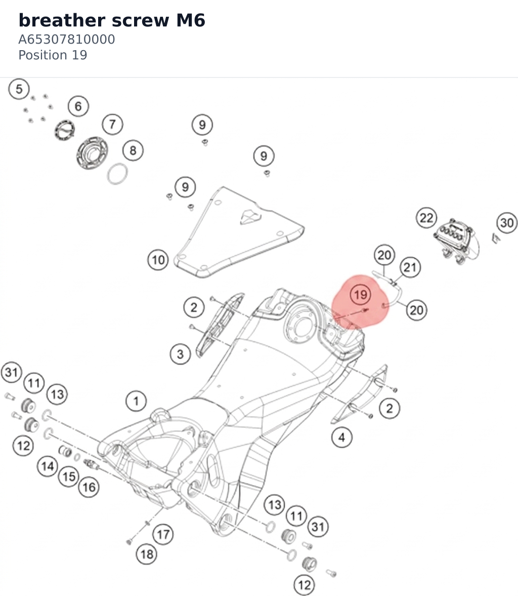 Diagram preview: breather screw M6 (A65307810000)