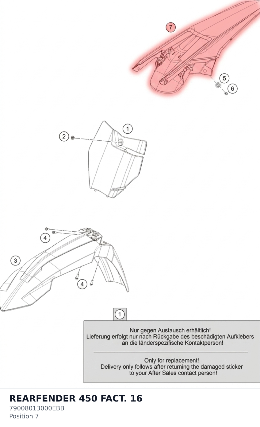 Diagram preview: REARFENDER 450 FACT. 16 (79008013000EBB)