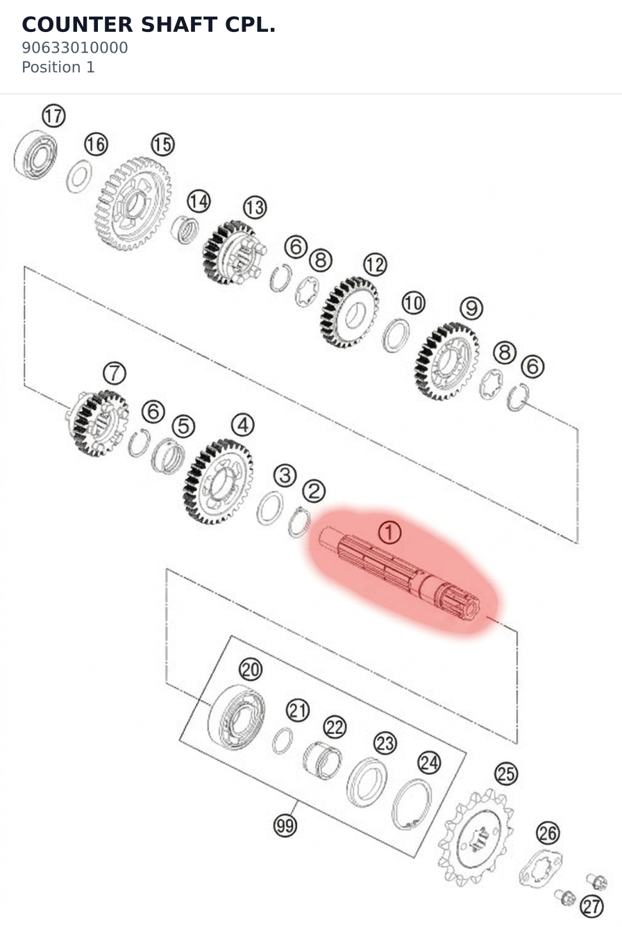 Diagram preview: COUNTER SHAFT CPL. (90633010000)