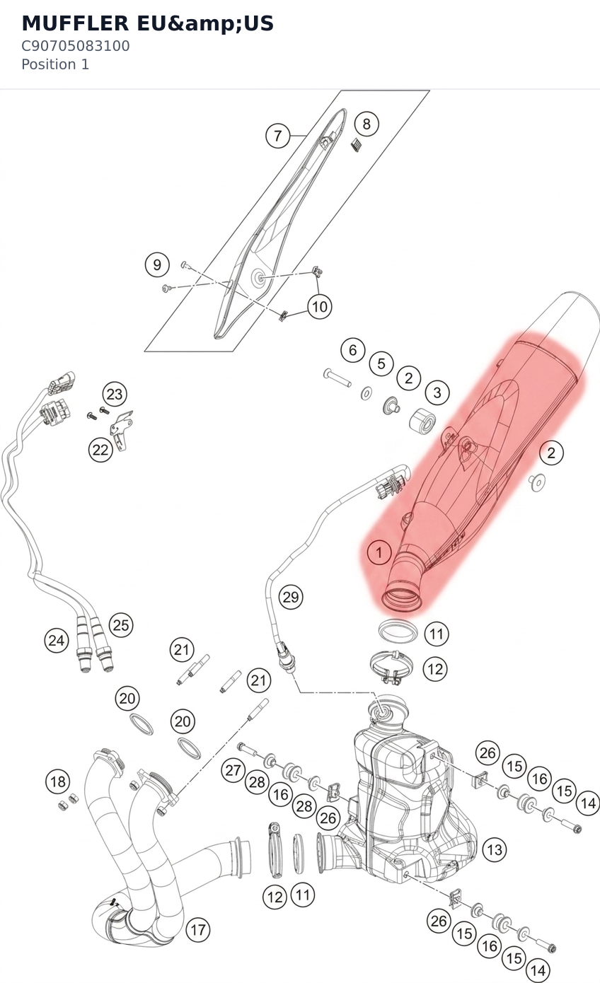 Diagram preview: MUFFLER EU&US (C90705083100)