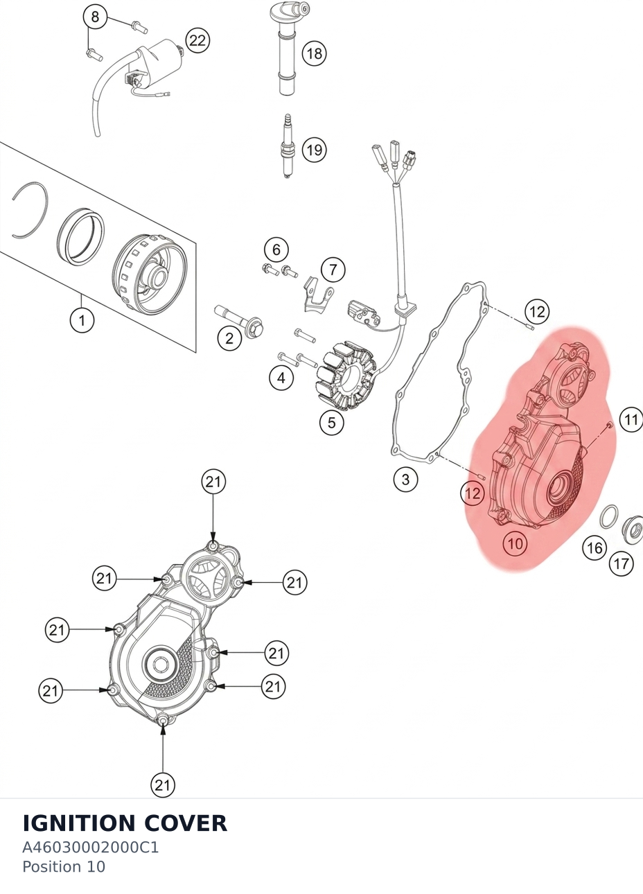Diagram preview: IGNITION COVER (A46030002000C1)