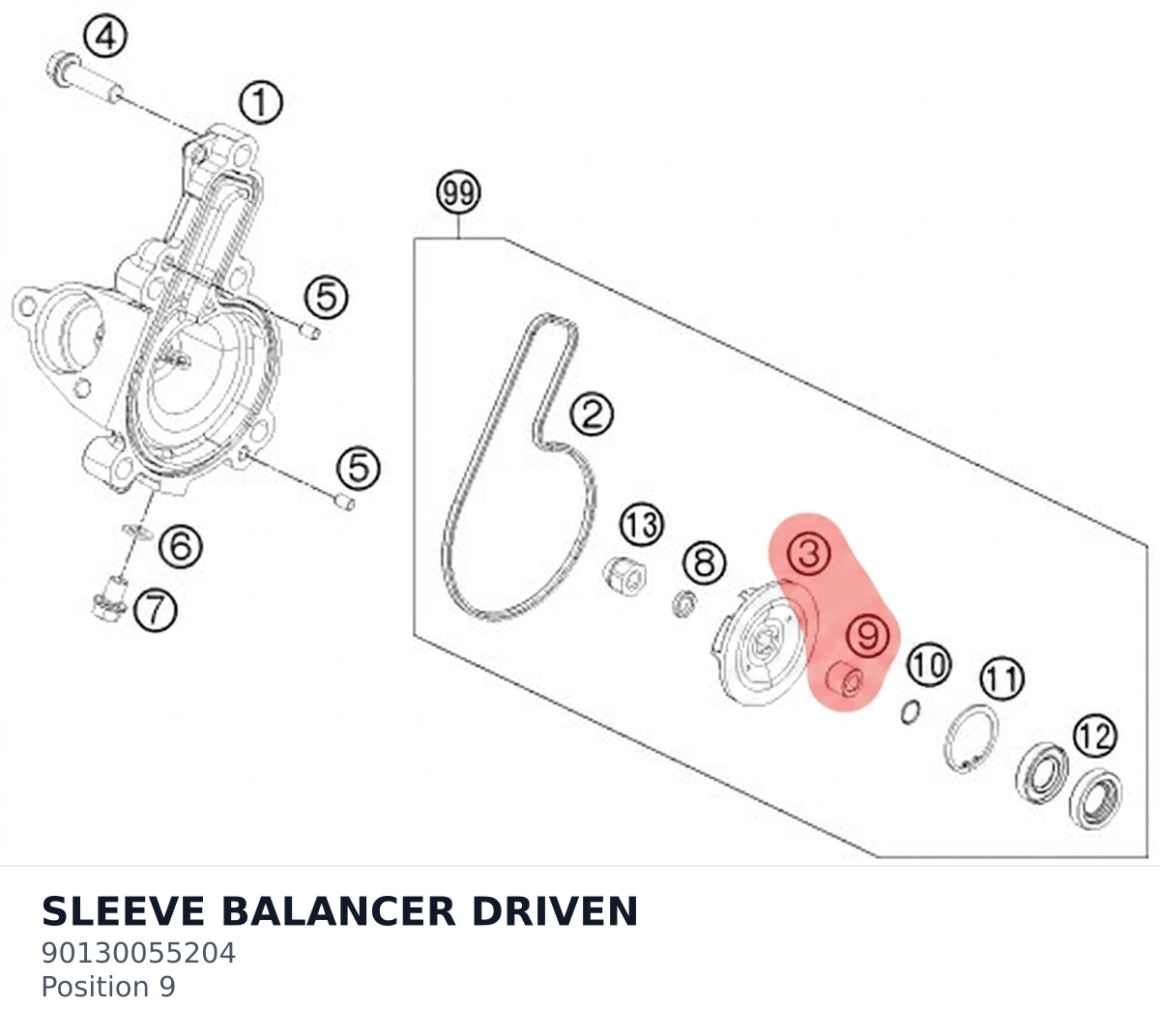 Diagram preview: SLEEVE BALANCER DRIVEN (90130055204)