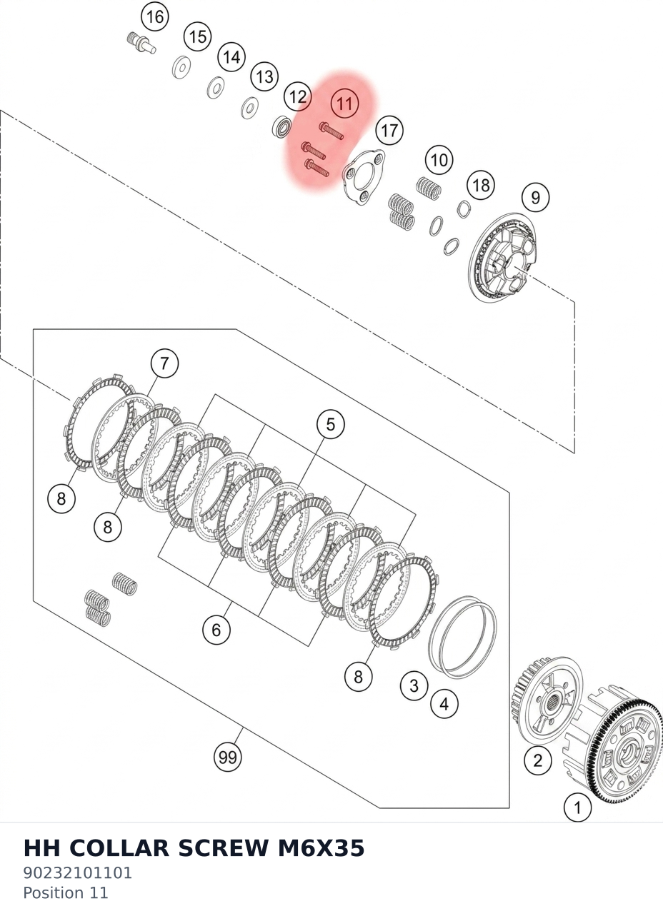Diagram preview: HH COLLAR SCREW M6X35 (90232101101)