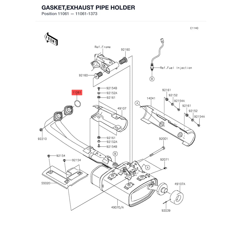 Kawasaki OEM – GASKET,EXHAUST PIPE H product image