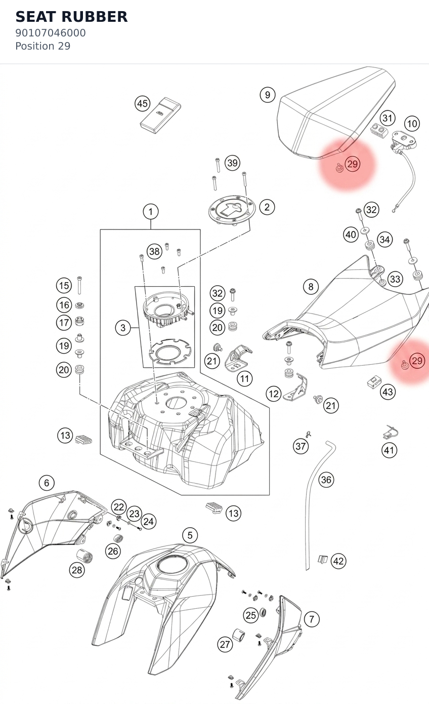 Diagram preview: SEAT RUBBER (90107046000)
