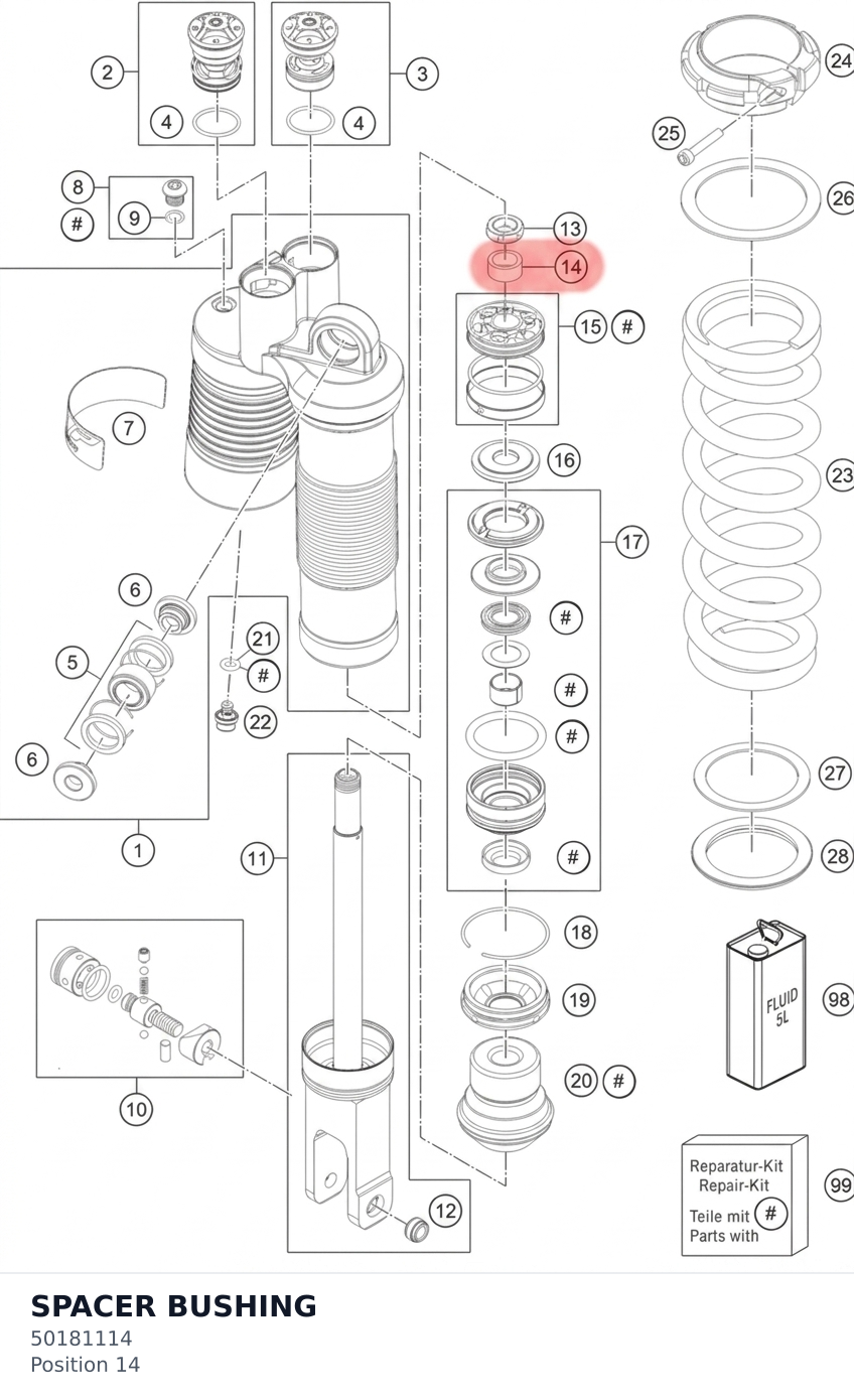 Diagram preview: SPACER BUSHING (50181114)