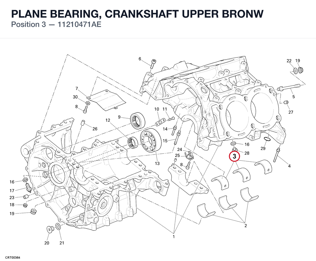 PLANE BEARING, CRANKSHAFT UPPER BRONW