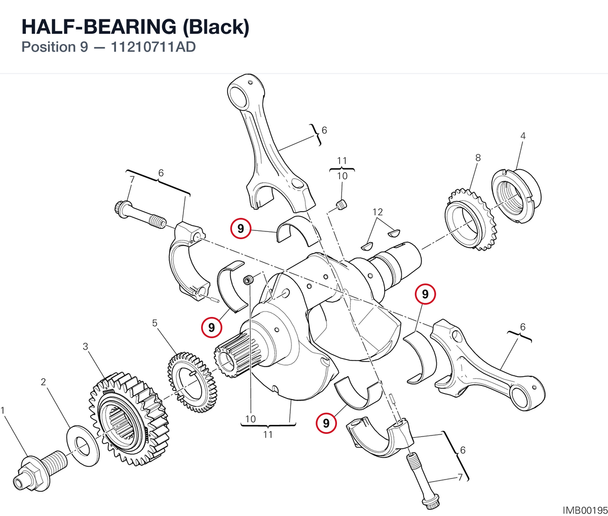 HALF-BEARING (Black) 11210711AD diagram position