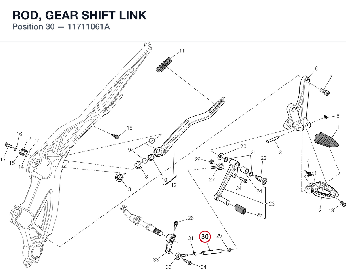 ROD, GEAR SHIFT LINK 11711061A diagram position