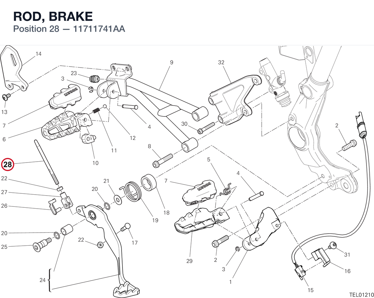 ROD, BRAKE 11711741AA diagram position