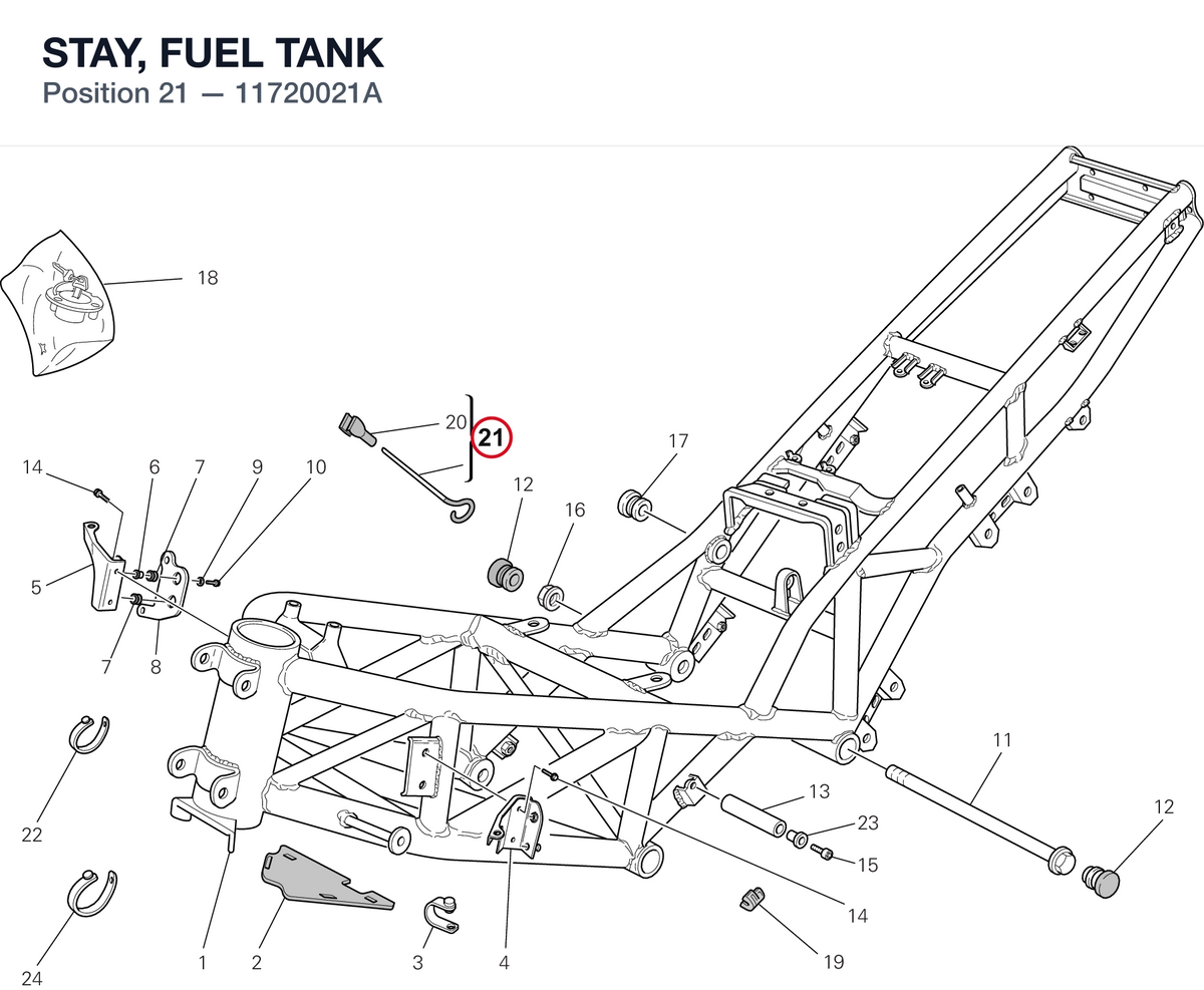 STAY, FUEL TANK 11720021A diagram position