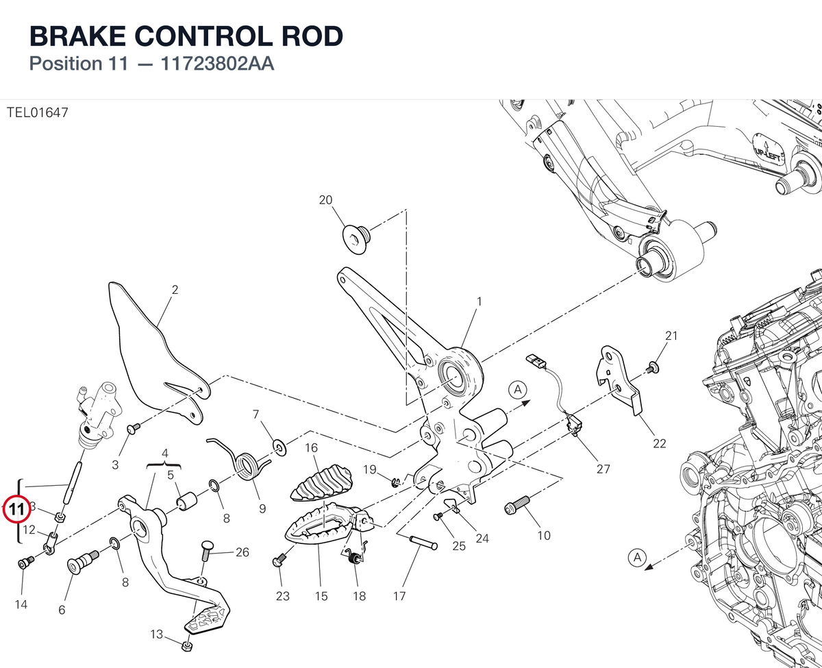 BRAKE CONTROL ROD 11723802AA diagram position