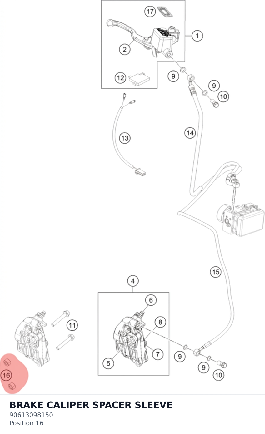 Diagram preview: BRAKE CALIPER SPACER SLEEVE (90613098150)