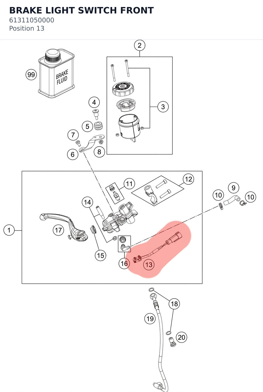 Diagram preview: BRAKE LIGHT SWITCH FRONT (61311050000)
