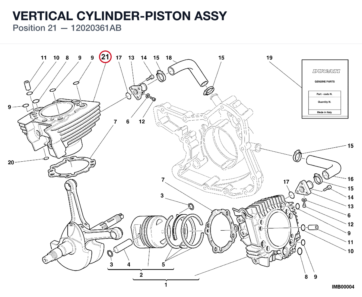 VERTICAL CYLINDER-PISTON ASSY 12020361AB diagram position
