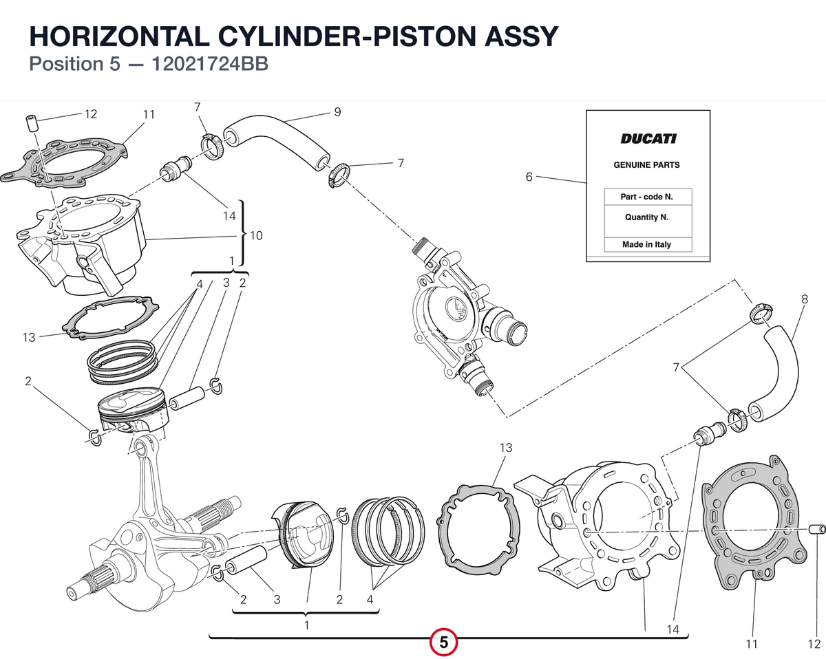 HORIZONTAL CYLINDER-PISTON ASSY 12021724BB diagram position