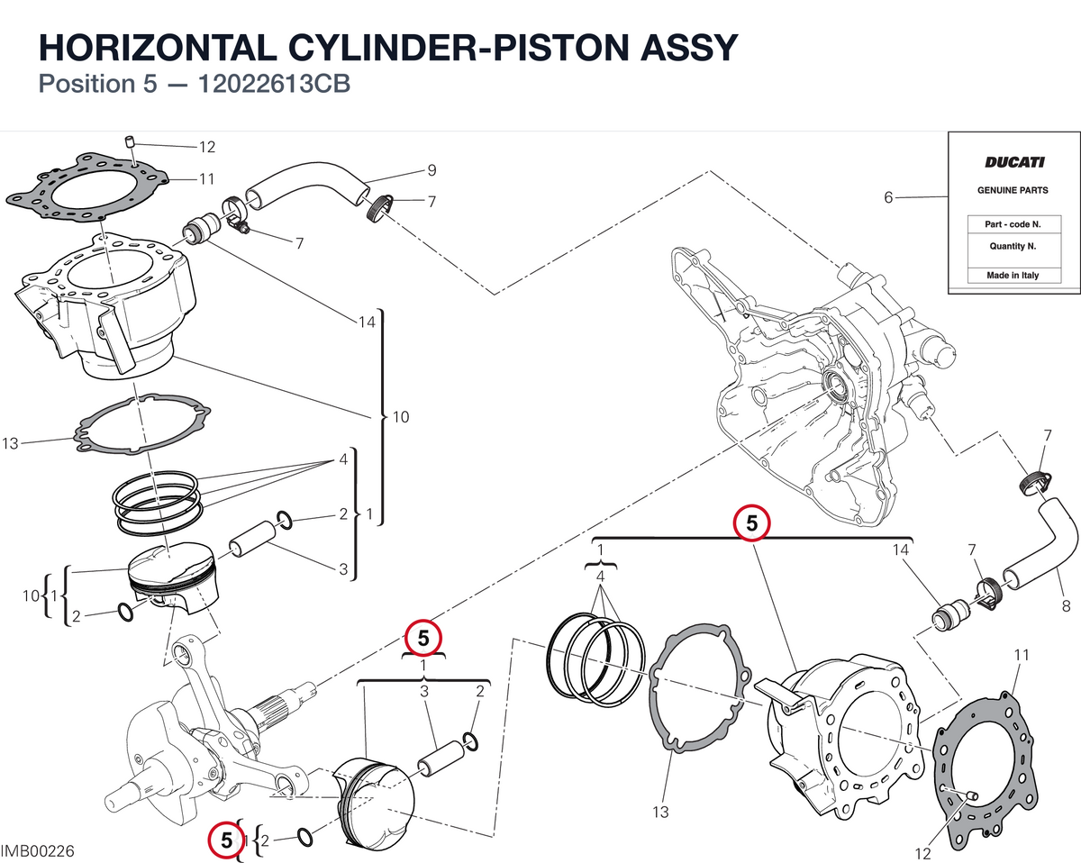 HORIZONTAL CYLINDER-PISTON ASSY 12022613CB diagram position