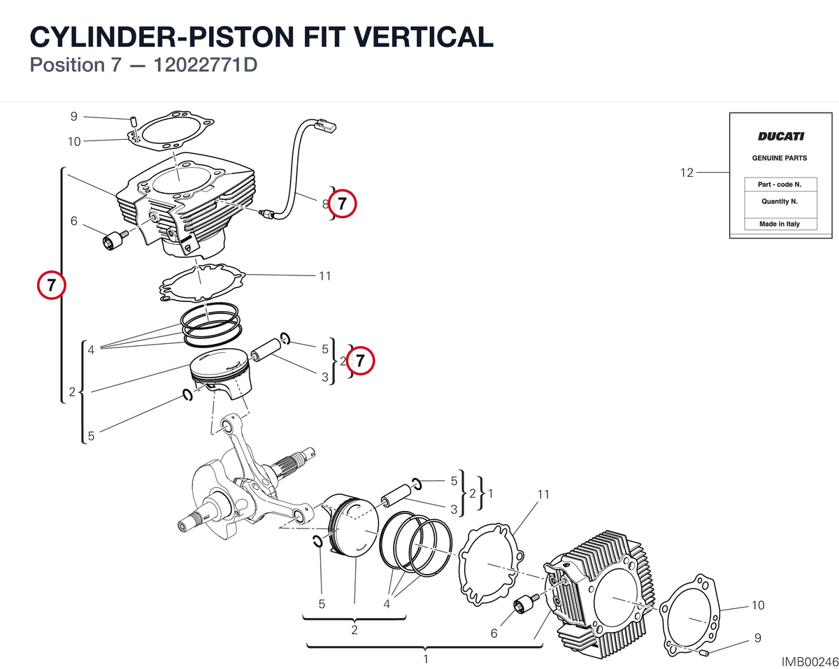 CYLINDER-PISTON FIT VERTICAL 12022771D diagram position