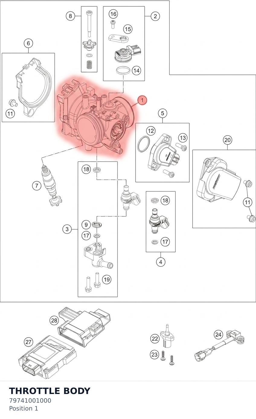 Diagram preview: THROTTLE BODY (79741001000)