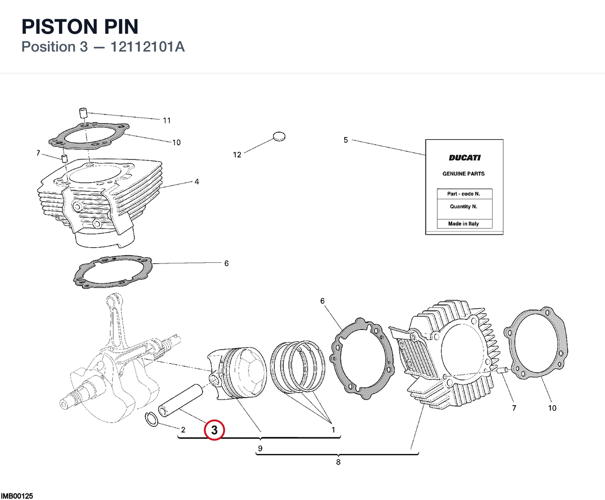 PISTON PIN 12112101A diagram position