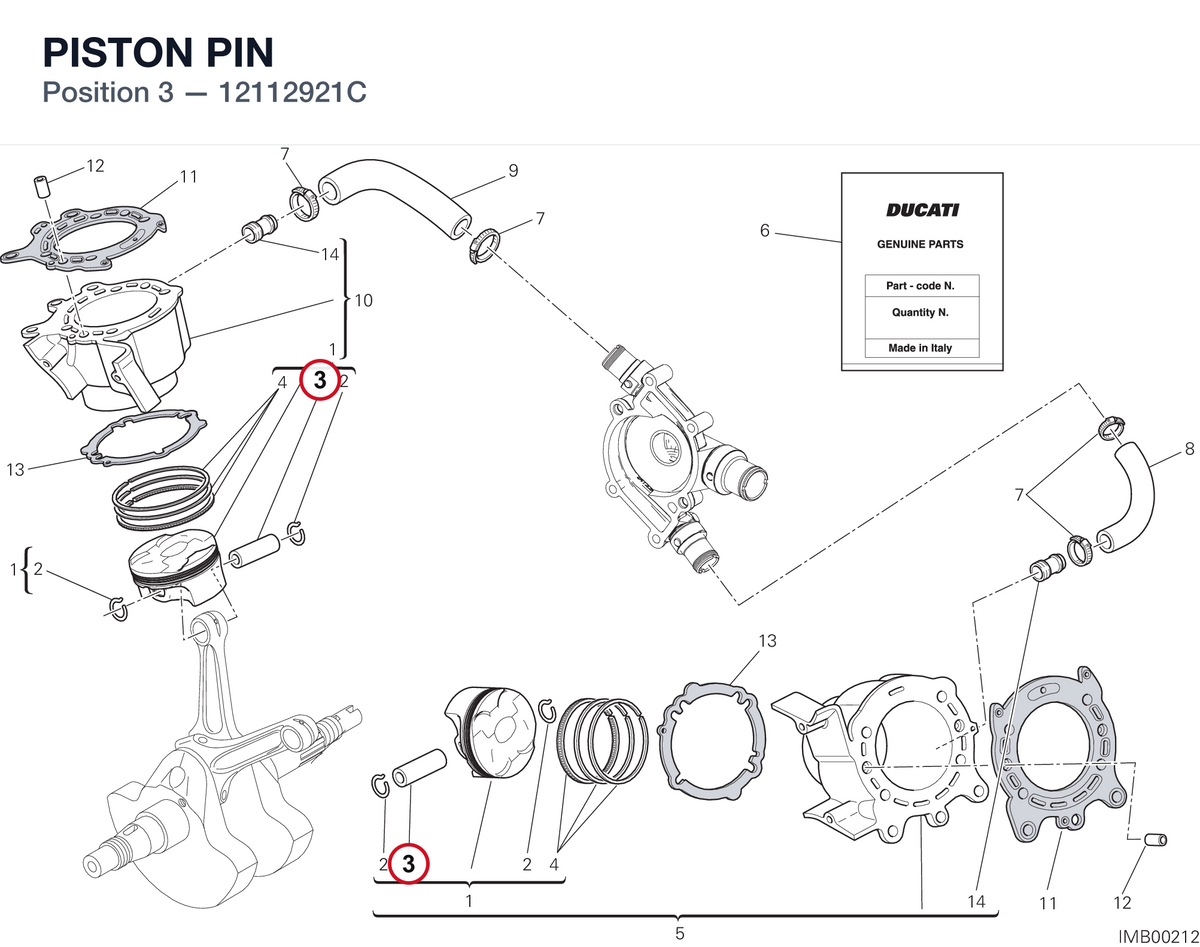 PISTON PIN 12112921C diagram position