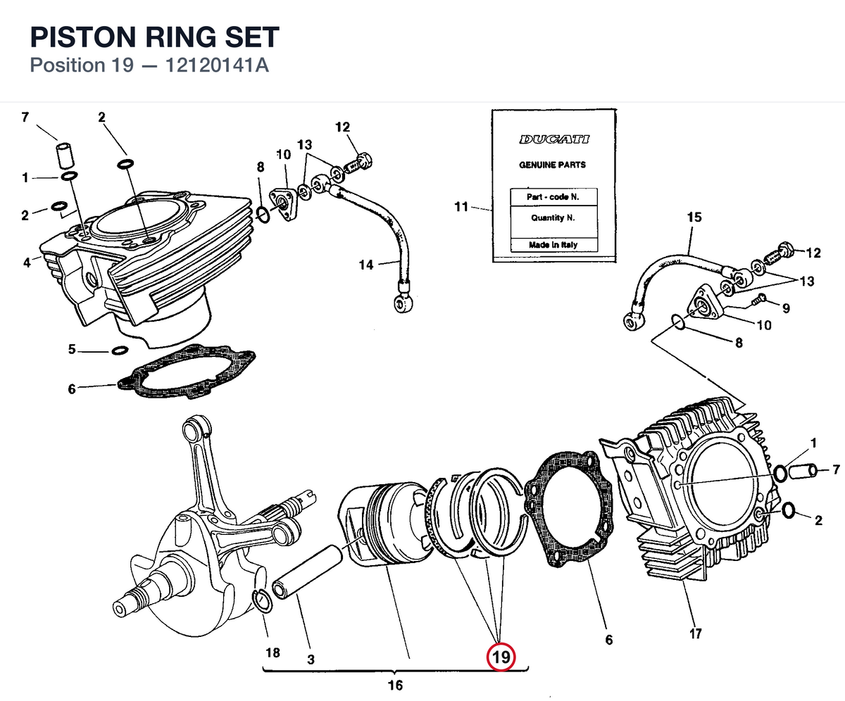PISTON RING SET 12120141A diagram position