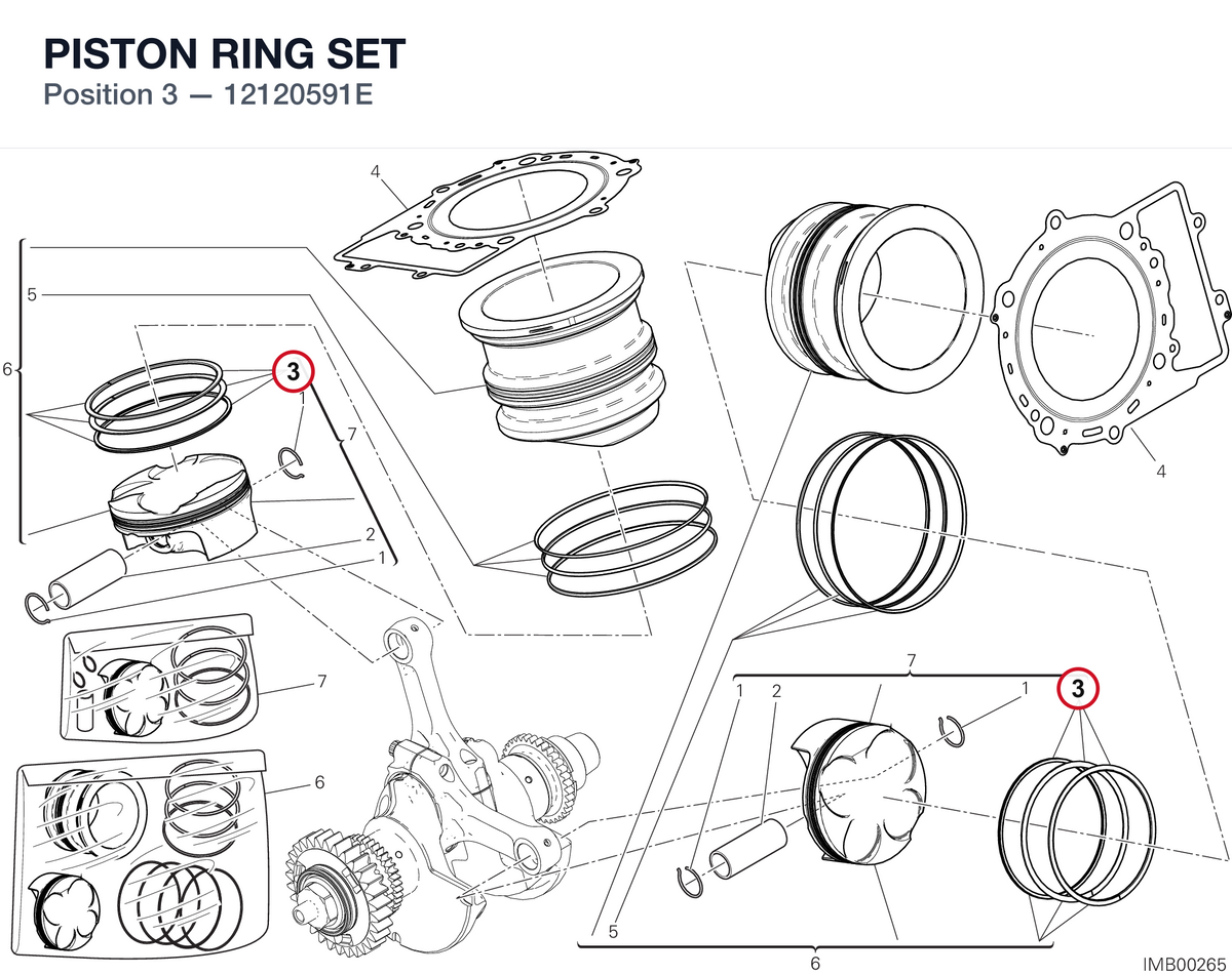 PISTON RING SET 12120591E diagram position