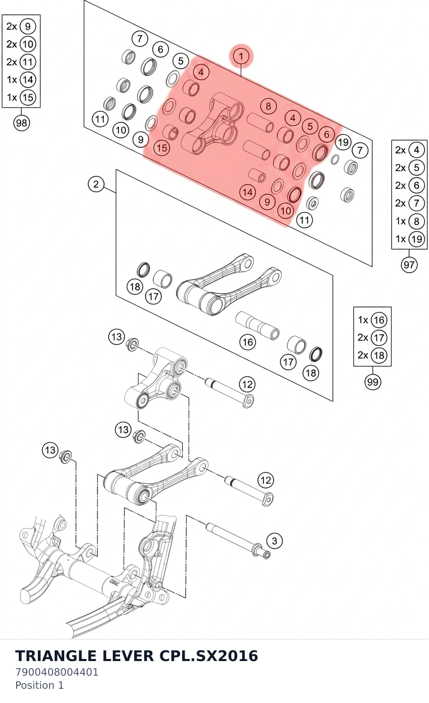 Diagram preview: TRIANGLE LEVER CPL.SX2016 (7900408004401)