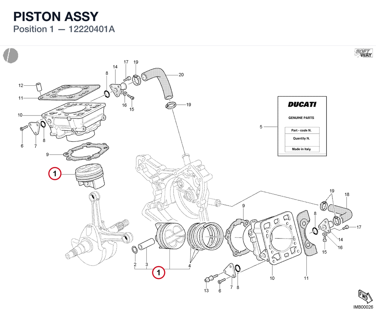 PISTON ASSY 12220401A diagram position
