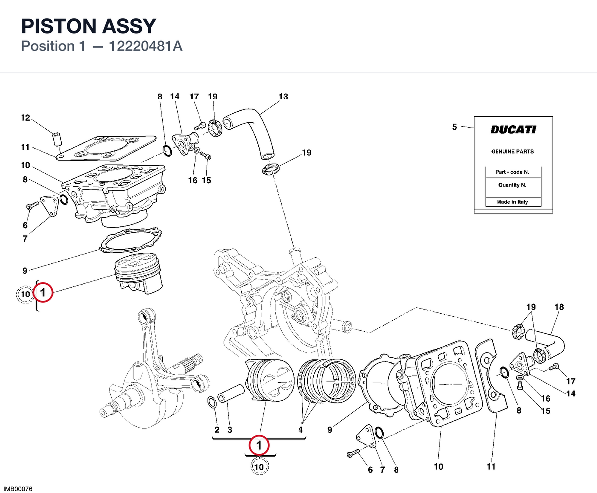 PISTON ASSY 12220481A diagram position