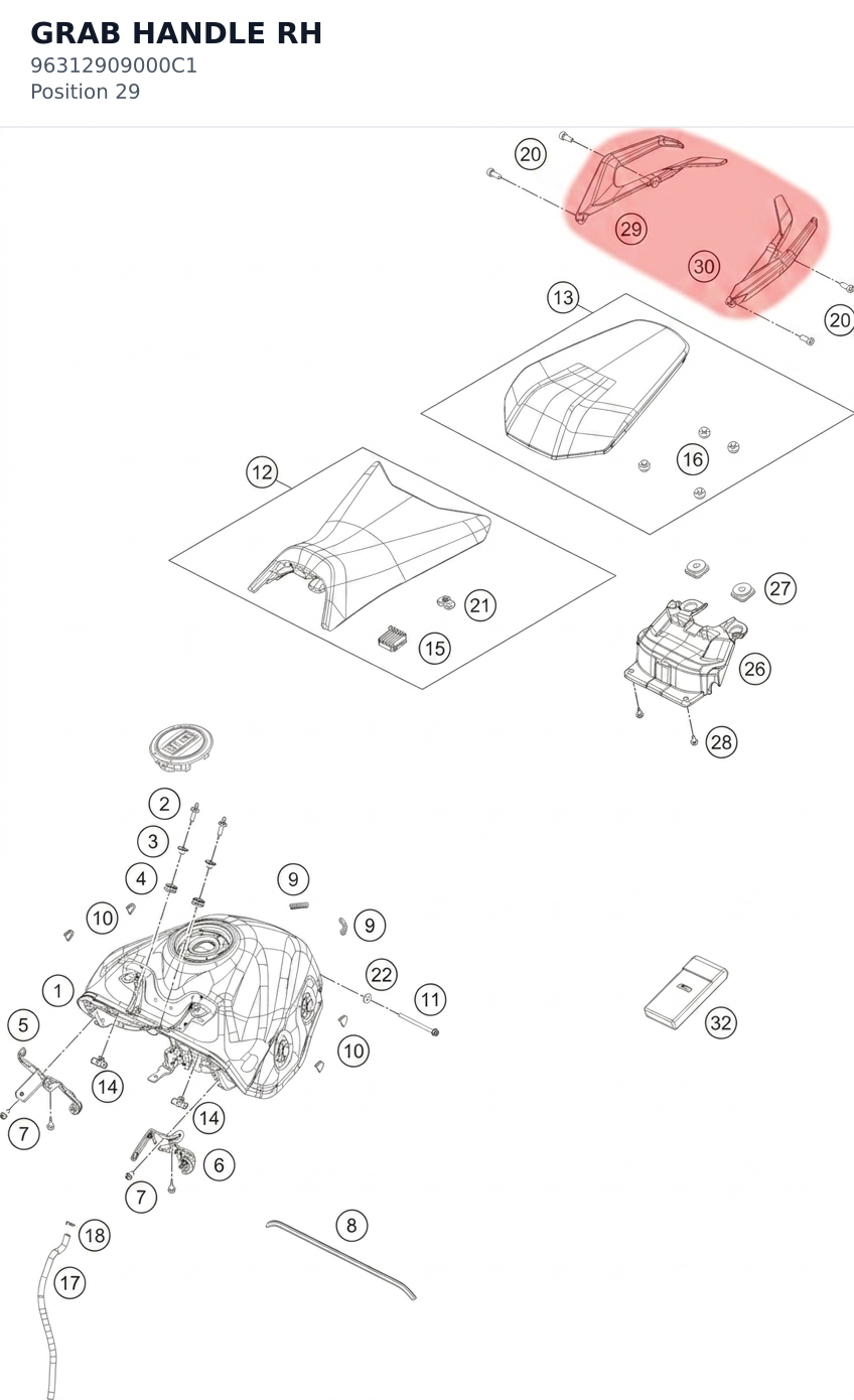 Diagram preview: GRAB HANDLE RH (96312909000C1)