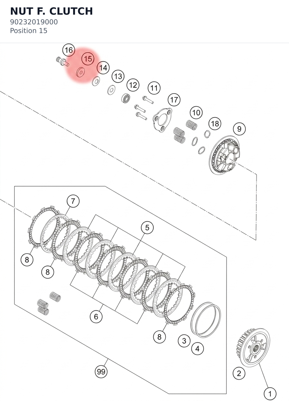 Diagram preview: NUT F. CLUTCH (90232019000)