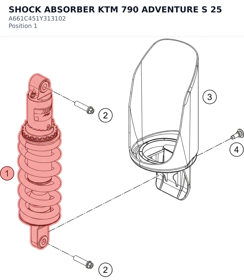 Diagram preview: SHOCK ABSORBER KTM 790 ADVENTURE S 25 (A661C451Y313102)
