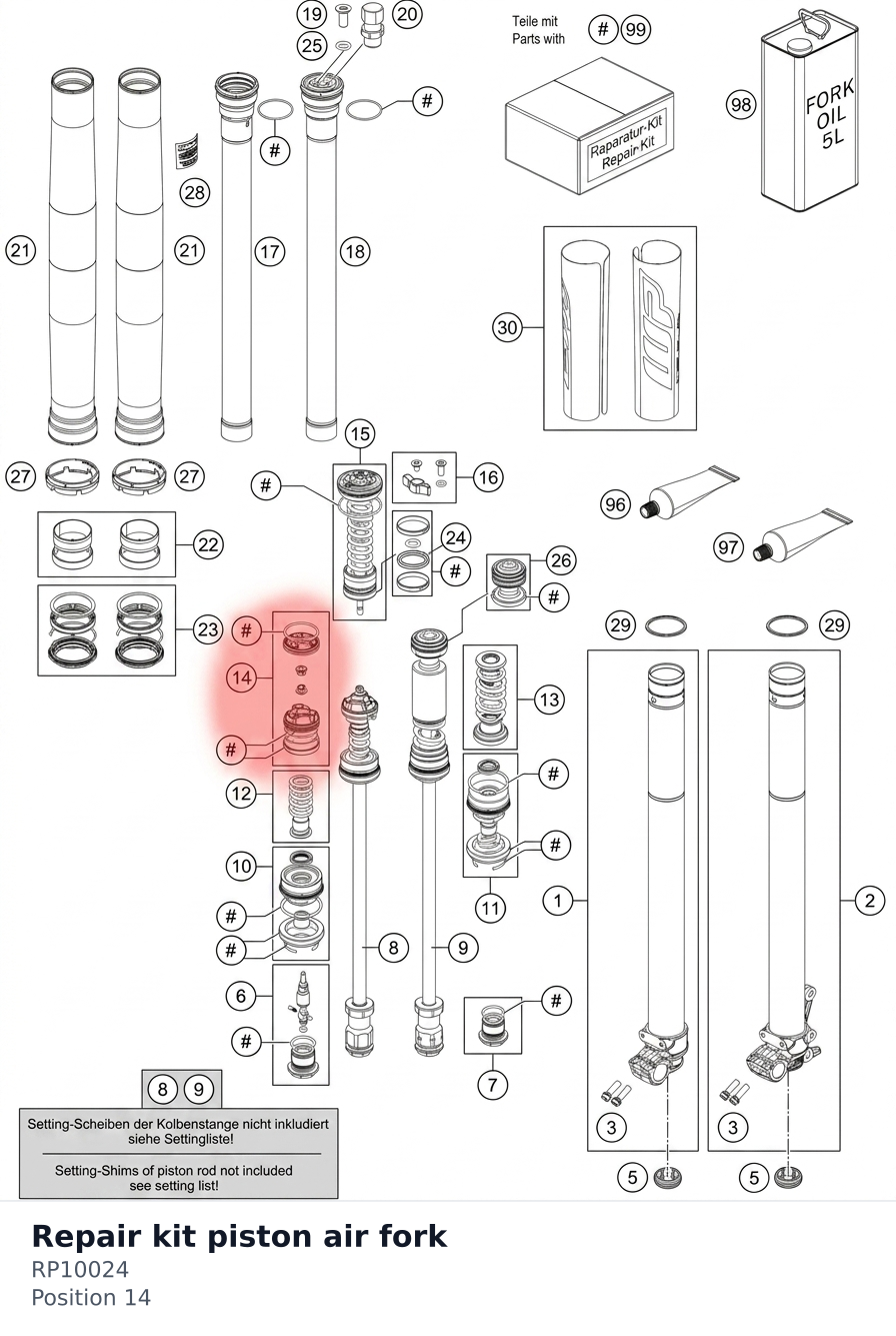 Diagram preview: Repair kit piston air fork (RP10024)