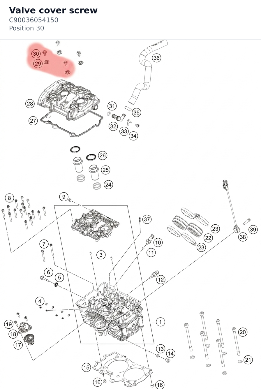 Diagram preview: Valve cover screw (C90036054150)