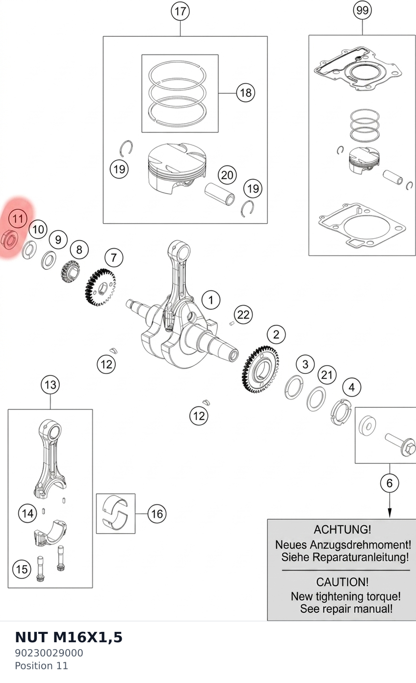 Diagram preview: NUT M16X1,5 (90230029000)