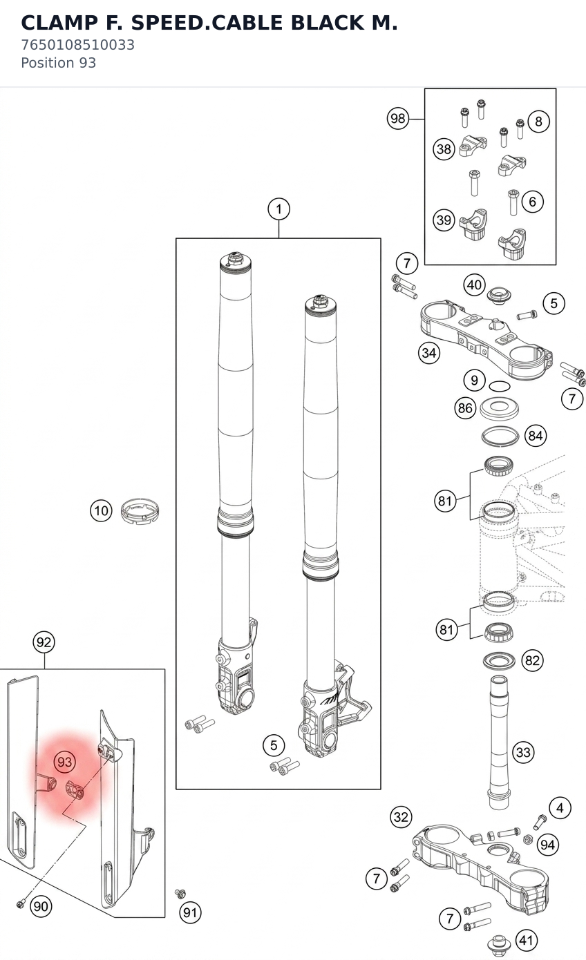 Diagram preview: CLAMP F. SPEED.CABLE BLACK M. (7650108510033)